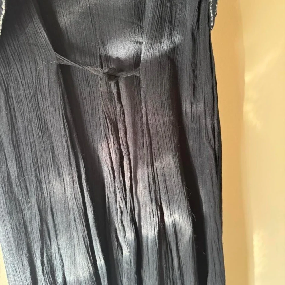 Black Dress - Silver Embroidery India gothic grunge fairy gauze midi maxi - Picture 5 of 6